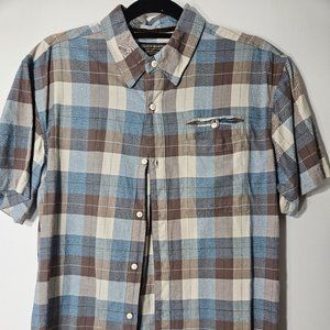 Grizzly Mountain Shirt Mens Large Plaid Short Sleeve Button Up 100% cotton